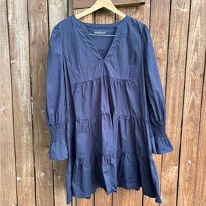 Tuckernuck Pomonder Place Navy Blue Tiered Smock Sleeve Kenzie Dress